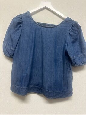 LOFT Denim Puff-Sleeve Top - SP